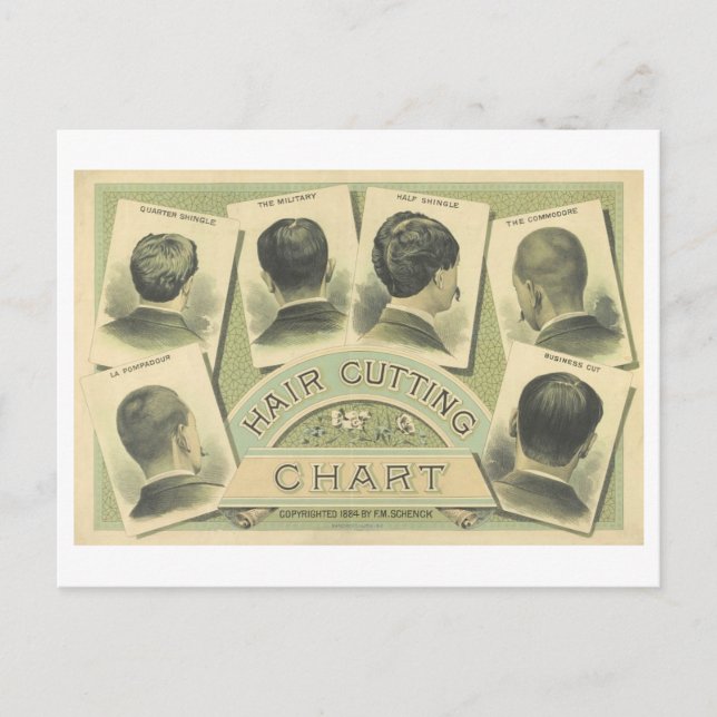 Vintage Friseurstanzkarte Werbung Postkarte (Vorderseite)