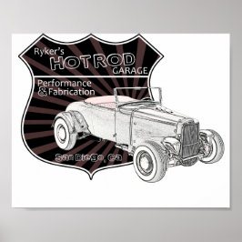 Vintage Frisierte Auto-Garage Poster