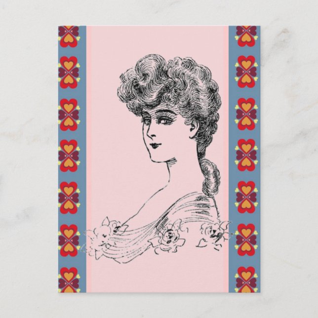 Vintage Frisur Postkarte (Vorderseite)