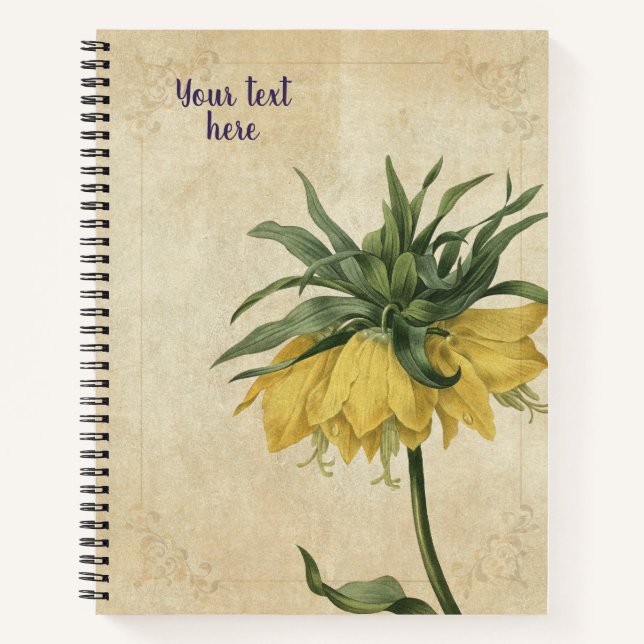 Vintage Fritillaria imperialis oder Kurdische Tulp Notizbuch (Vorderseite)