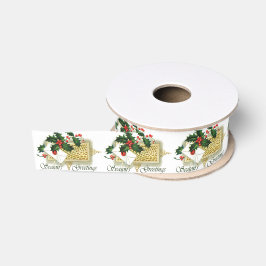 Vintage Frohe Festtage Weihnachten Ripsband