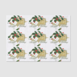 Vintage Frohe Festtage Weihnachten Seidenpapier