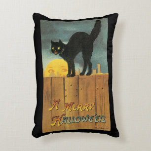 Vintage Frohe Halloween-Katze von Ellen Clapsaddle Dekokissen