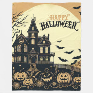 Vintage Frohe Halloween Kunst Fleecedecke