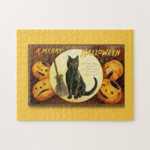Vintage Frohe Halloween schwarze Katze