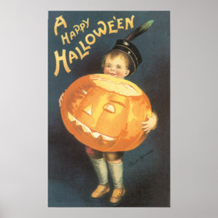 Vintage Frohe Halloween von Ellen Clapsaddle Poster