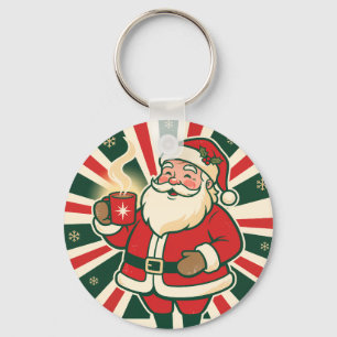 Vintage Frohe und strahlende Weihnachtsmann Retro- Schlüsselanhänger