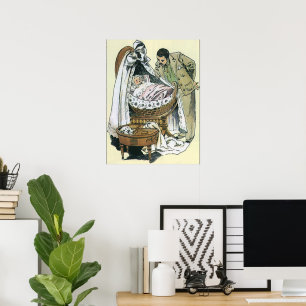 Vintage Frohe Vatertag, viktorianische Babywiege Poster