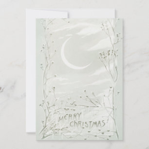 Vintage Frohe Weihnachten Baum Mond Himmel Schnee