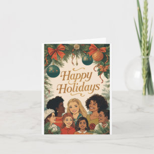 Vintage Frohe Weihnachten Familie Neujahrsbotschaf Karte