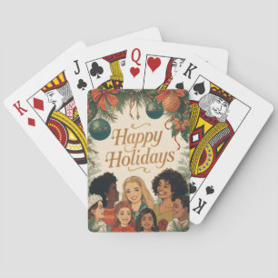 Vintage Frohe Weihnachten Familie Neujahrsbotschaf Spielkarten