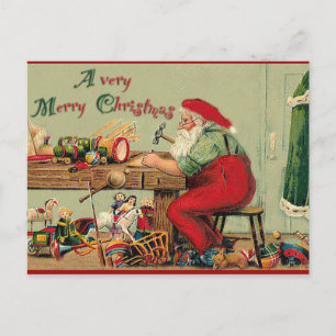 Vintage Frohe Weihnachten mit Santas Werkstatt