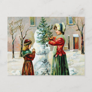 Vintage Frohe Weihnachten Mutter und Tochter 