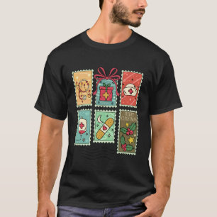 Vintage Frohe Weihnachten Pflege Stempel Krankensc T-Shirt