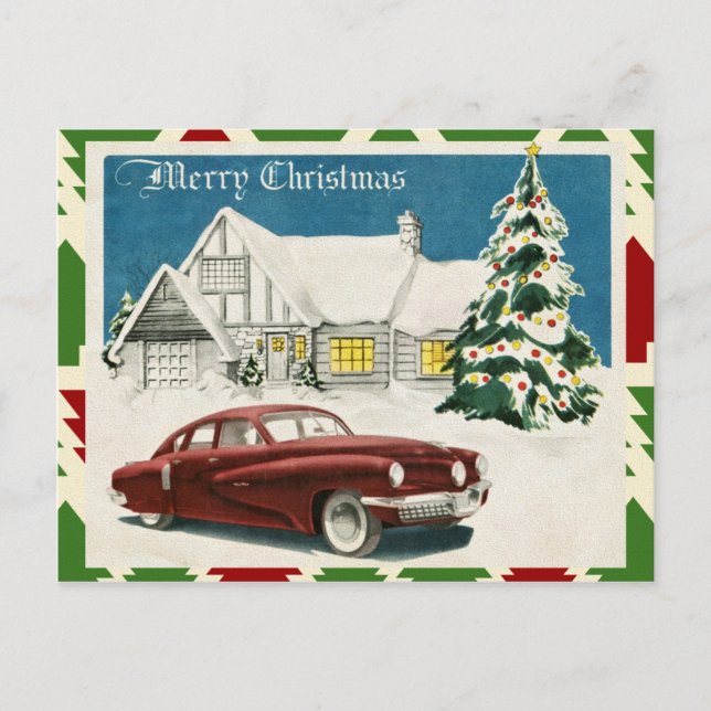 Vintage frohe Weihnachten Postkarte (Vorderseite)