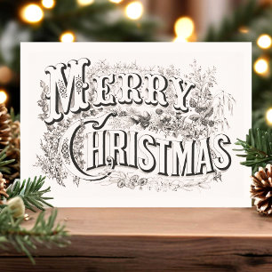 Vintage Frohe Weihnachten Retro-Typografie Postkar