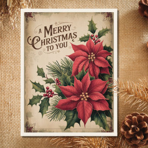 Vintage Frohe Weihnachten Rote Poinsettie