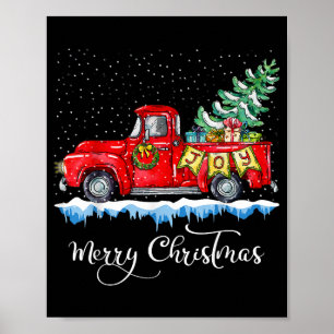Vintage Frohe Weihnachten Roter LKW Altmodisch Ch Poster