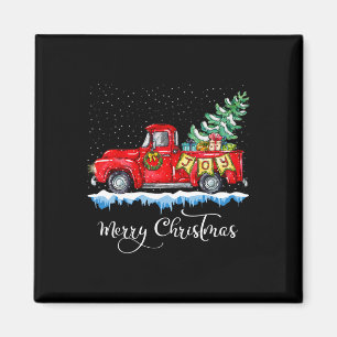 Vintage Frohe Weihnachten Roter LKW Altmodisch Wei Magnet