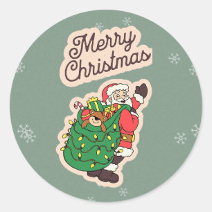 Vintage Frohe Weihnachten Santa Aufkleber