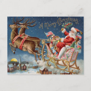Vintage Frohe Weihnachten Santa Claus Aquarell