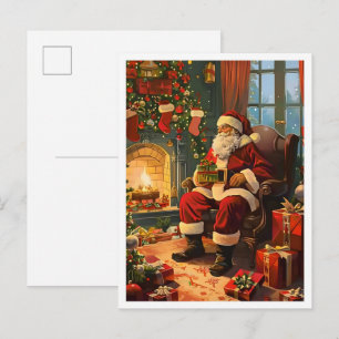 Vintage Frohe Weihnachten Santa Claus Postkarte