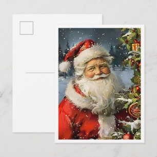 Vintage Frohe Weihnachten Santa Postkarte