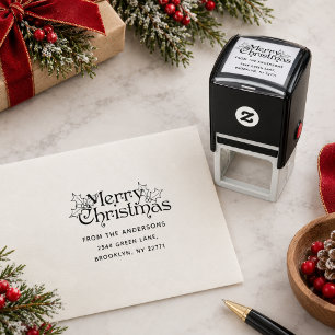 Vintage Frohe Weihnachten Schrift Rücksendeadresse Permastempel