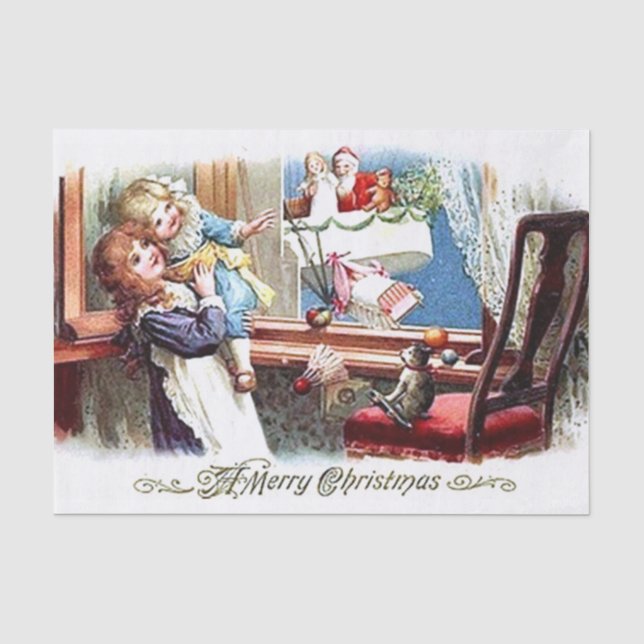 Vintage frohe Weihnachten Seidenpapier (Vorderseite)