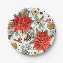 Vintage Frohe Weihnachten Wasserfarbe Rote Poinset