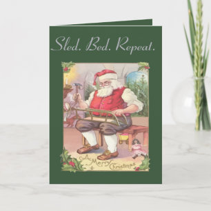 Vintage Frohe Weihnachten Weihnachtsmann Spielzeug Karte