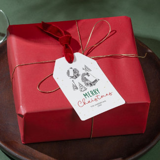 Vintage Frohe Weihnachten Winterdorf Geschenkanhänger