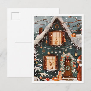 Vintage Frohe Weihnachten Zuhause Postkarte
