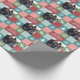 Vintage frohe Weihnachts-Icons Fotos Wrapping Pa Geschenkpapier