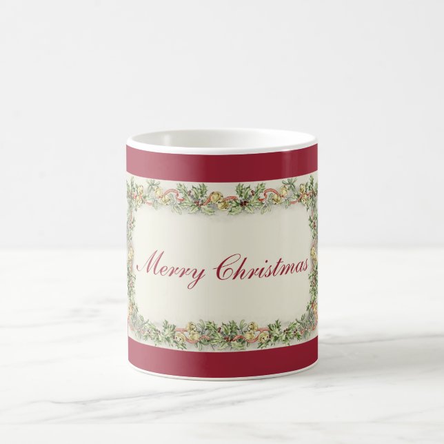 Vintage frohe Weihnachts-Tasse Kaffeetasse (Mittel)