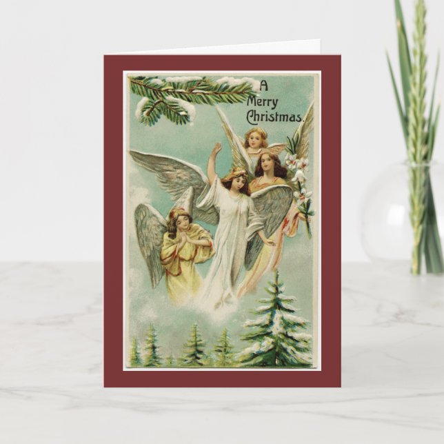 Vintage frohe WeihnachtsAngels Feiertagskarte (Vorderseite)