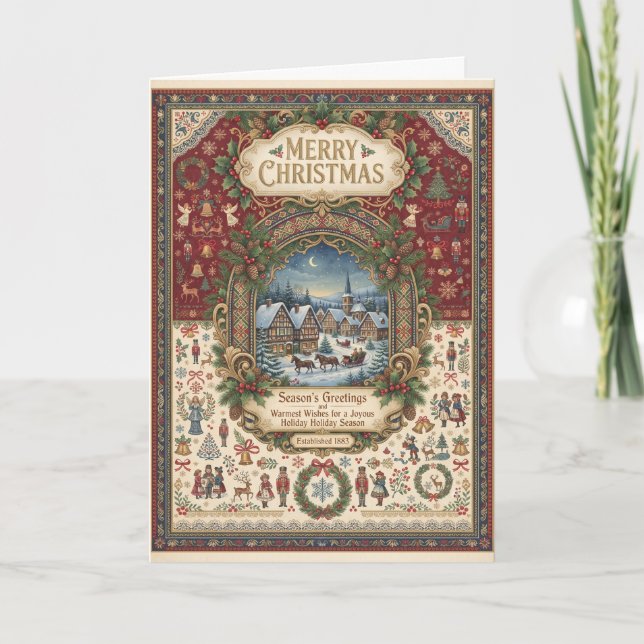 Vintage Frohe Weihnachtskarte Karte (Vorderseite)