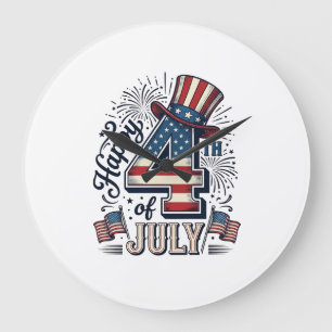 Vintage Frohes 4. Juli Patrioten Hut Vektor Des Große Wanduhr