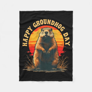 Vintage Frohes Groundhog Day 2025 Lustiges Woodchu Fleecedecke