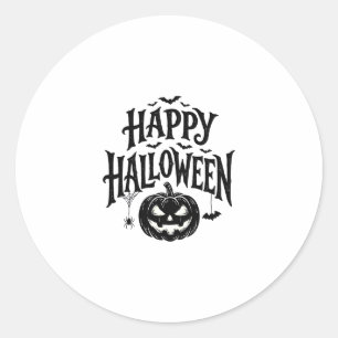 Vintage Frohes Halloween Kürbis Fledermaus-Shirt D Runder Aufkleber