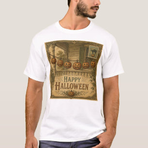 Vintage Frohes Halloween Kürbiskranz T-Shirt