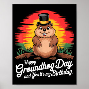Vintage Frohes Murmeltiertag Ja, es ist mein Gebur Poster