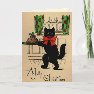 Vintage fröhliche Weihnachtskatze Karte