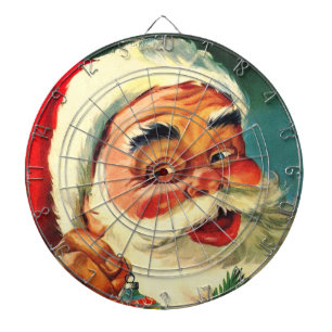 Vintage fröhlicher Weihnachtsmann-Christmas-Dartsc Dartscheibe