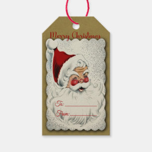 Vintage fröhlicher Weihnachtsmann Geschenkanhänger