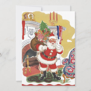 Vintage fröhlicher Weihnachtsmann, Retro Weihnacht Einladung
