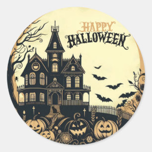 Vintage fröhliches Halloween-Kunst Runder Aufkleber