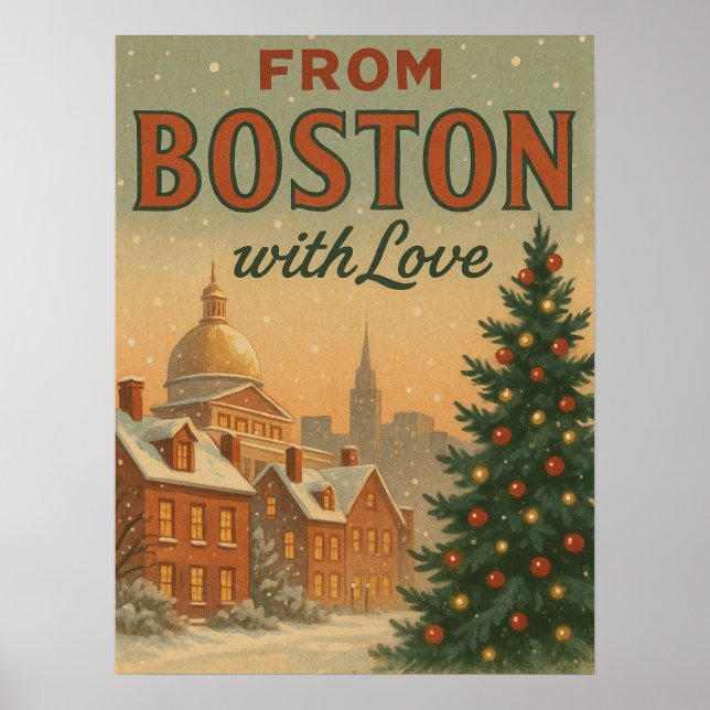 Vintage From Boston With Love Christmas  Poster (Vorne)