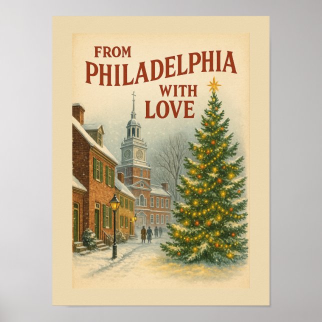 Vintage From Philadelphia With Love Christmas Poster (Vorne)