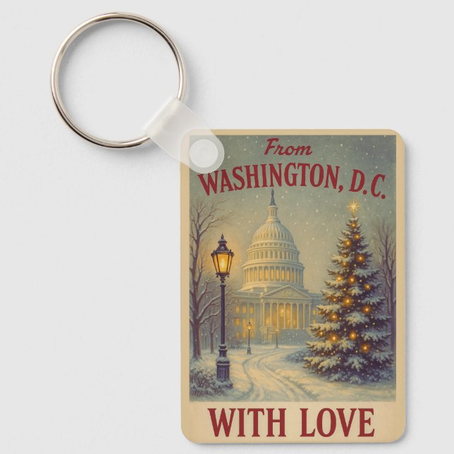 Vintage From Washington, DC With Love Christmas  Schlüsselanhänger (Vorderseite)